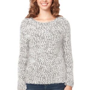 Buffalo David Bitton Women's White Gray Soft Knit Eyelash Sweater Size Large NEW